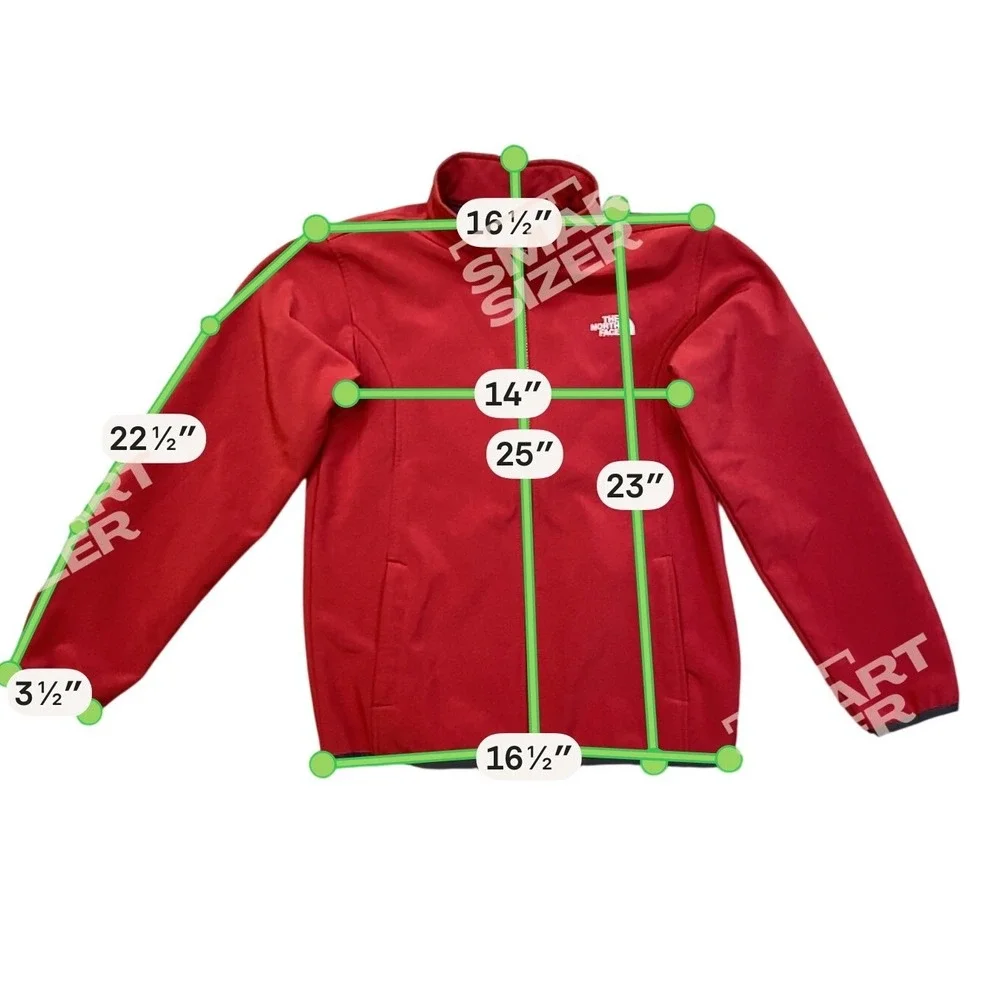 The North Face Boys Red Apex Bionic Softshell Jacket Full‎ Zip Size Large 14/16